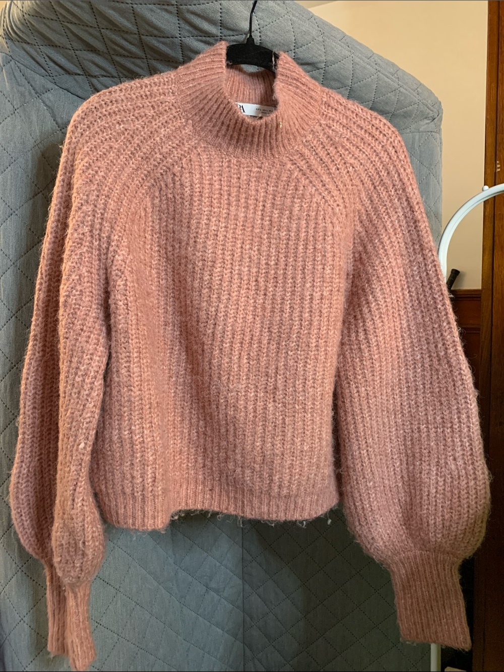 Zara Rose Pink Chunky Turtleneck Sweater